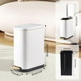 thumbnail image 2 of Slim Stainless Steel Trash Can with Soft Close Lid and Step Pedal, 3.5 Gallon Matt White Garbage Bin for Bathroom Bedroom Office, 2 of 6