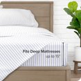 thumbnail image 4 of Bare Home Ultra-Soft Sheet Set - Premium 1800 Collection - Deep Pockets - 4-Pieces - King, Pinstripe - White/Marine, 4 of 7