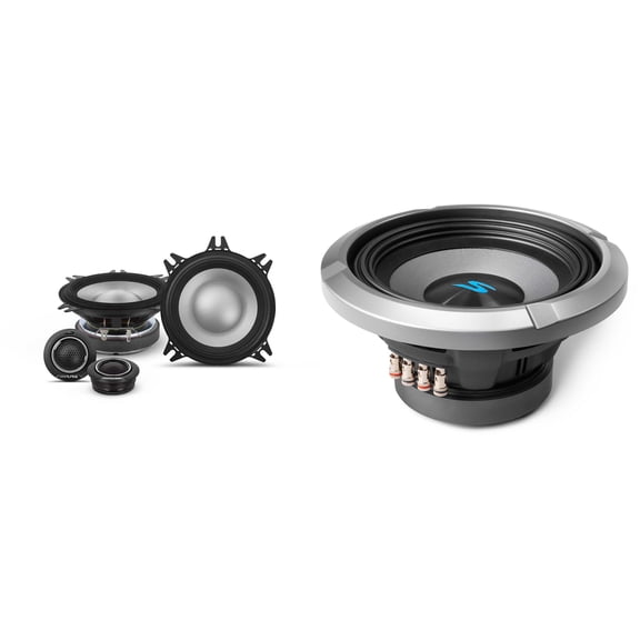 Alpine S2-W8D4 8" S-Series Dual 4 Ohm Car Subwoofer & S2-S40C  Next-Generation S-Series 4" Component 2-Way Speaker Set