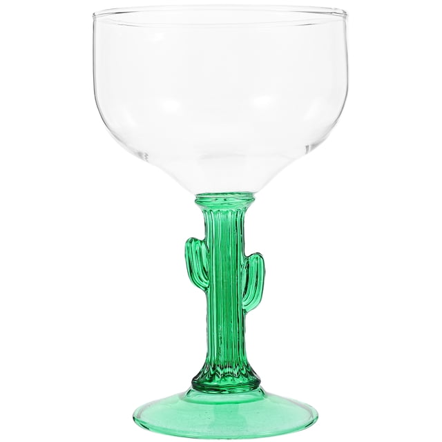 1 unid creativo de cactus en forma de vino vidrio vidrio taza de bebida decoración de escritorio (transparente) copa de cóctel transparente con tallo y base con tono verde en forma de cactus, copa amplia estilo margarita, 15.8 x 10.4 x 10.4 cm, vidrio con relieve vertical; apta como regalo y para decoración de mesa en fiestas.