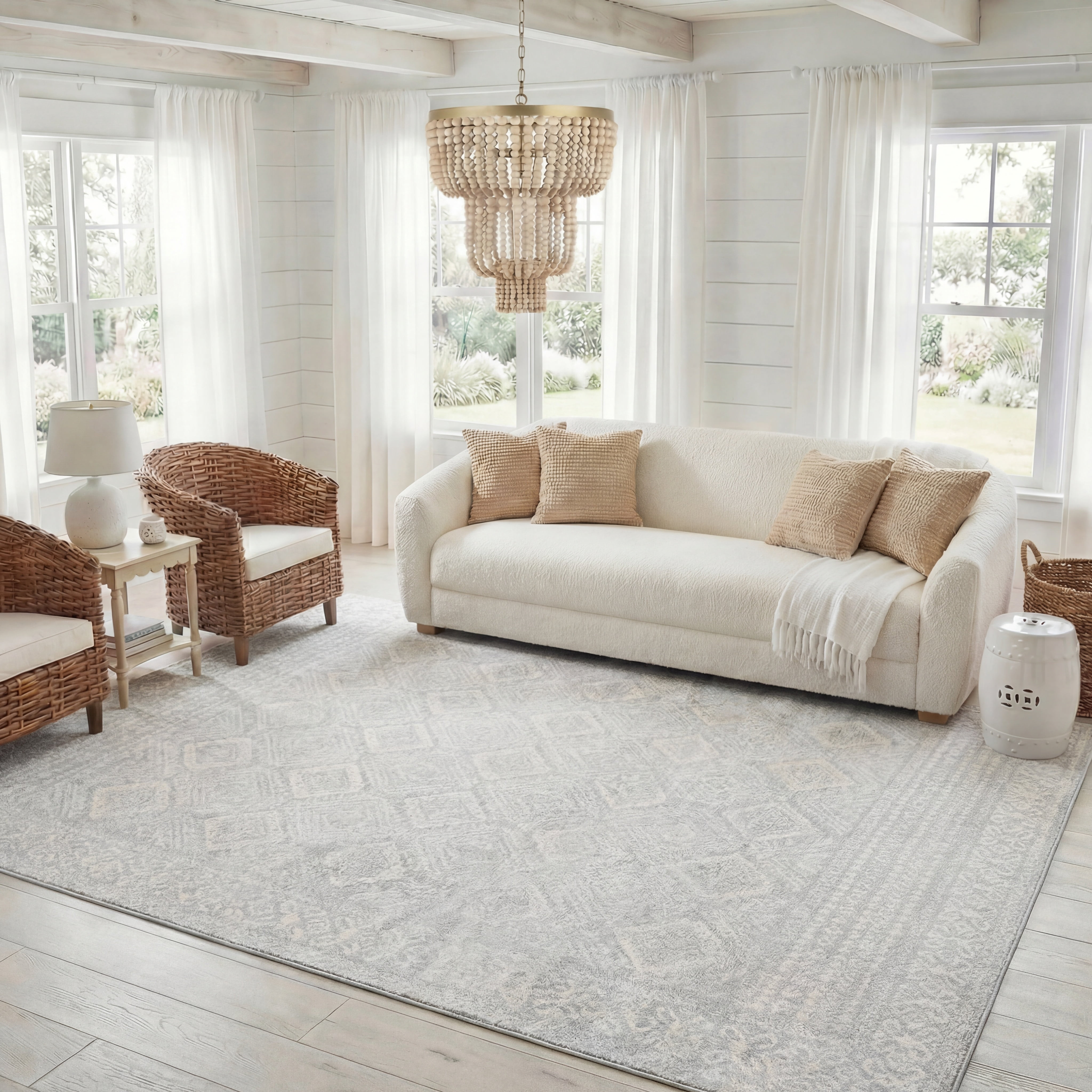 Safavieh Tulum Ophelia Oriental Area Rug, Light Gray/Ivory, 9' x 12'