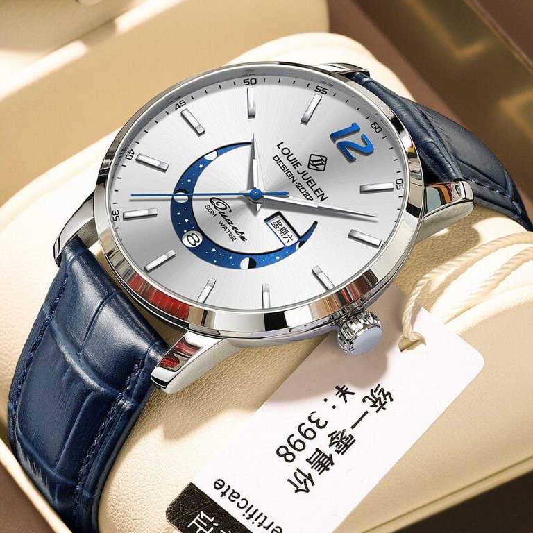 LOUIE JUELEN New Master Moon Phase Luminous Waterproof Brand Wrist