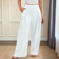 thumbnail image 3 of Slacks for Women Elastic High Waist Wide Straight Leg Loose Fit Business Casual Work Pants with Pockets, 3 of 7