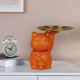 thumbnail image 5 of Estatuas creativas de gatos de la suerte, adorable escultura de animal para el hogar, bandeja para guardar aperitivos naranja, 5 of 7