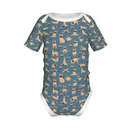 

Lukts French Bulldog Yoga Print Baby Short Sleeve Romper Onesie for Newborn Baby Boys and Girls-6 Months