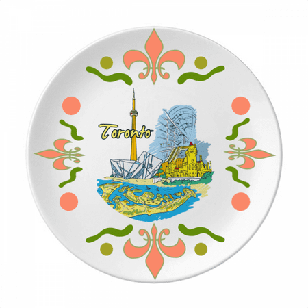 

Canada Flavor Toronto Scenery Landmark Flower Ceramics Plate Tableware Dinner Dish