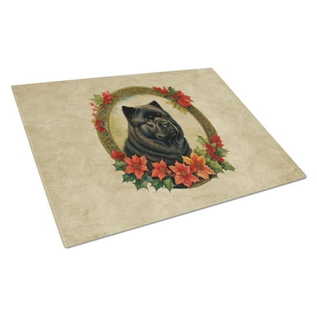 

Chow Chow Christmas Flowers Glass Cutting Board 12 in x 15 in