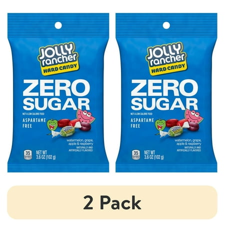 (2 pack) Jolly Rancher Zero Sugar Assorted Fruit Flavored Hard Candy, Bag 3.6 oz