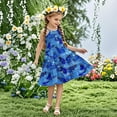 thumbnail image 7 of Nmnitkp Girl Dresses Boho Dress for Girls Floral Dress Tie Back Flutter Sleeves Casual Summer Dress Blue,120, 7 of 7