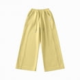 thumbnail image 5 of NIEWTR Girls Oversized Sweatpants Wide Leg Loose Fit Lounge Pants High Waisted Elastic Drawstring Comfortable Casual Joggers（Yellow,8-9 Years), 5 of 7
