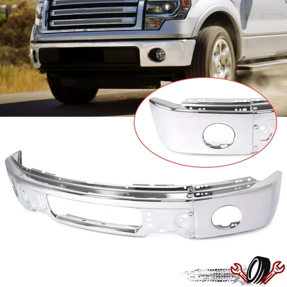 Chrome Front Steel Bumper Face Bar for Ford F150 Pickup 09-14 w/ Fog Light Hole