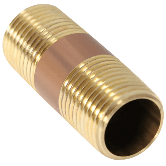 2 Pcs XFITTING 1/2 in x 2 in Red Brass Nipple, 202-1-6=2XX