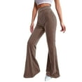 thumbnail image 2 of Women's Corduroy Flare Pants, Casual Retro High Waisted Bell Bottom Trousers with Pockets, Wide Leg Pants for Women, 70s Vintage Style Denim Pants,Khaki,S, 2 of 8