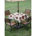 thumbnail image 4 of Outdoor Tablecloths with Umbrella Hole & Zipper, Moroccan Geometric 54x54 Inch Square Tablecloths, Vintage Boho Rhombic Pattern Red Gray Waterproof Table Cloth, Patio/Pool/Picnic Table Covers, 4 of 8