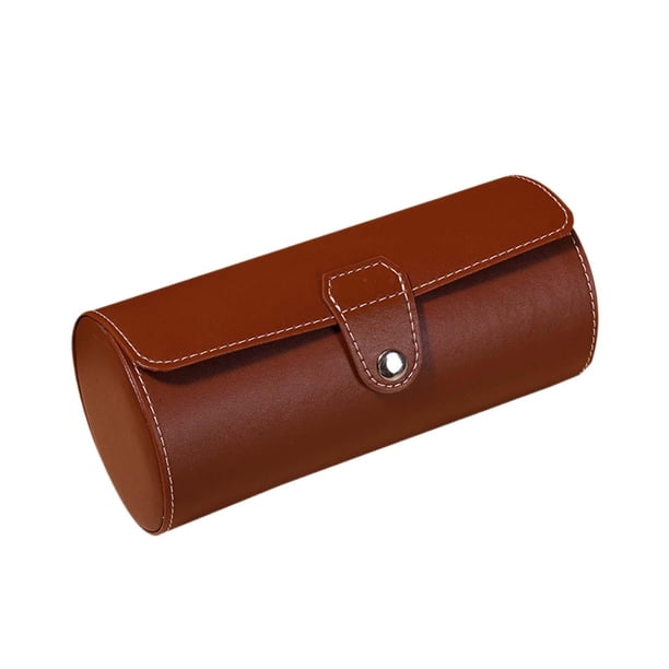 Caja para reloj, estuche de almacenamiento para reloj, cojín extraíble de cuero PU, estuche de exposición para reloj, soporte para pulsera para regalo Marrón