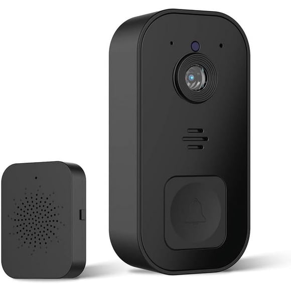 Cámara de campana inalámbrica WiFi, campana de video de seguridad inteligente, campana de intercomunicación HD, campana recargable del hogar con máquina interna Ding-dong (negro)