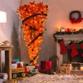 thumbnail image 6 of PAPROOS Upside Down Christmas Tree with Lights, 7.5FT Prelit Artificial Christmas Tree with 300 LED Lights, 1200 Branch Tips, Ornaments and Satin Ribbon, Prelit X-mas Tree for Halloween, Orange, 6 of 9