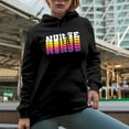 thumbnail image 2 of Nurse, Nursing Themed, Groovy Retro Wavy Text Merch Gift, Black Hooded Sweatshirt or Hoodie, Small, 2 of 5