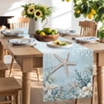 thumbnail image 2 of Table Runner 36 Inches Long for Kitchen Dining, Teal Ocean Coastal Dresser Scarf Farmhouse, Dining Table Decorations for Wedding/Parties, Summer Beach Nautical Coral Starfish 13 x 36 In, 2 of 8