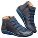 thumbnail image 4 of Xihbxyly Zapato Plano Informal de Cuero con Cordones y Cremallera Lateral para Mujer, Punta Redonda, 4 of 5