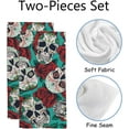thumbnail image 2 of Soft Hand Fingertip Towels 2 Pcs Face Bath Towels Roses Skulls Absorbent Washcloths for Bathroom Hotel Kitchen 30x15in, 2 of 6