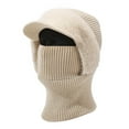 thumbnail image 4 of IDALL 3 in 1 Beanie Hat for Women, Womens Winter, Cold Knitted Hats Wind Resistant Hooded Scarf, Thick Plush-Lined Beige One Size, 4 of 4