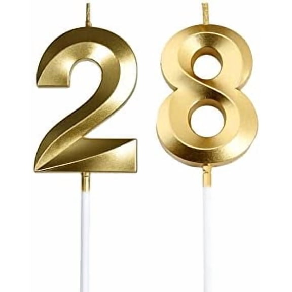 Gold 28th & 82nd Birthday Candles,Gold Number 28 82 Cake Topper for Birthday Decorations Party Decoration$$Home Decor, Kitchen, & Other