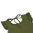 thumbnail image 4 of MesaSe Summer Toddler Girls Swimwear Solid Ruffles Short Sleeve Backless Bikini Dark Orange 5-6 Years, 4 of 6
