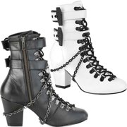 Women's Gothic Coffin Buckle Boots in Black, size: 6 | Leather by Medieval Collectibles