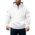 thumbnail image 2 of LODIENY Tactical Hoodies for Men Lightweight Quarter Zip Pullover Tops Fall Winter Casual Long Sleeve Drawstring Workout Hiking Hooded Sweatshirts with Multiple Pockets White XXL, 2 of 7