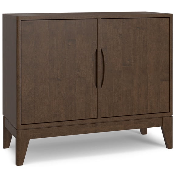 Simpli Home Harper 38 inch Wide Solid Wood Mid Century Modern 2 Door Sideboard Buffet in Walnut Brown