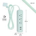 thumbnail image 3 of Globe Electric 1625 Watt Designer Series 6-ft 3-Outlet Mint USB Surge Protector Power Strip, 3 of 9