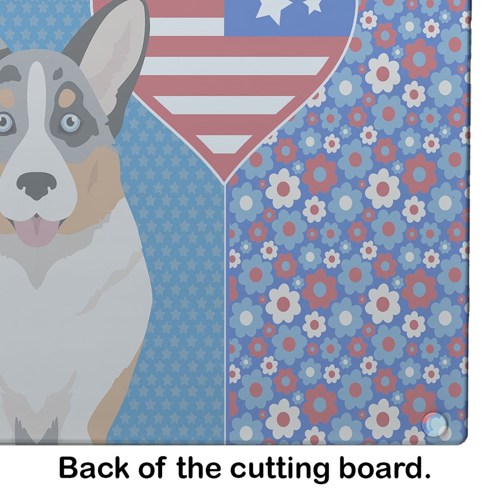 Blue Merle Cardigan Corgi Glass Cutting Board Large 12 in x 15 in