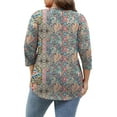 thumbnail image 3 of Qaspx Womens Plus Size Tops 3/4 Sleeve V Neck T Shirts Floral Print Casual Blouse Graphic Tees L-5XL, 3 of 5