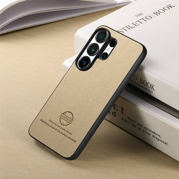 ELEHOLD Case for Samsung Galaxy S26 Ultra, Slim Shockproof Premium Textured Cloth Faux Leather Case, Compatible Wireless Charging,Khaki