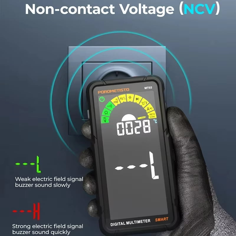 Smart Digital Tester Multimeter, Auto-Ranging, Ture RMS, 6000 Counts, Non-Contact Voltage Detection, Voltmeter Rechargeable Meter, Measures AC/ DC Current, Voltage, Ohm, Resistance, Electrical Detect