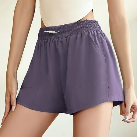 

VKEKIEO Maternity Yoga Shorts Sweat Shorts High Waist Rise Solid Pockets Navy XL