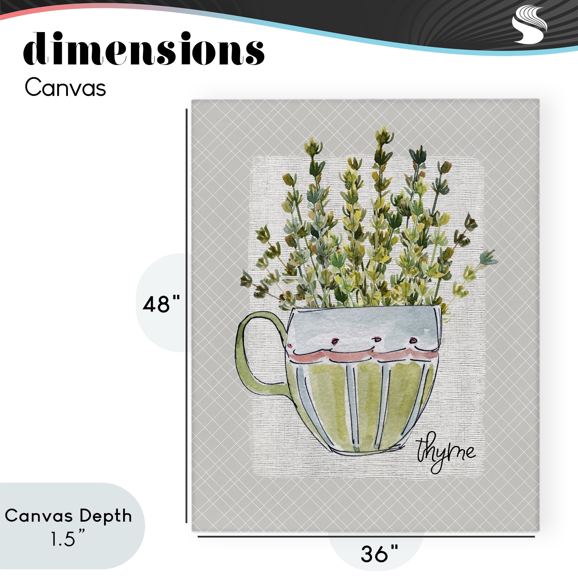 Stupell Industries Thyme Herb Mug Canvas Wall Art, design by Livi Finn