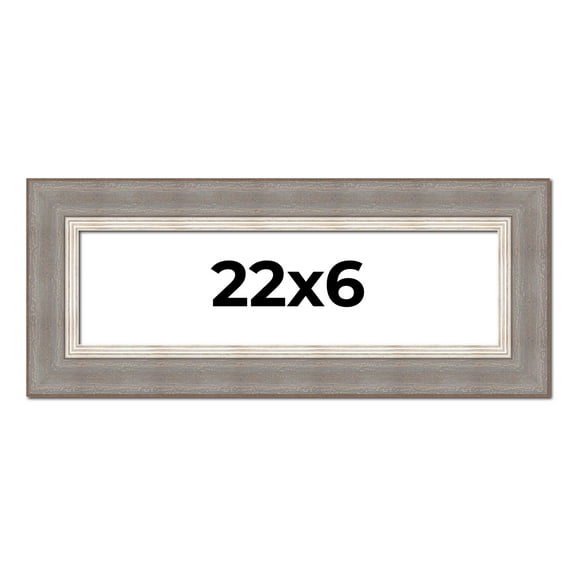 22x6 Frame Grey Real Wood Picture Frame Width 2.75 Inches | Interior Frame Depth 0.5 Inches | Linus