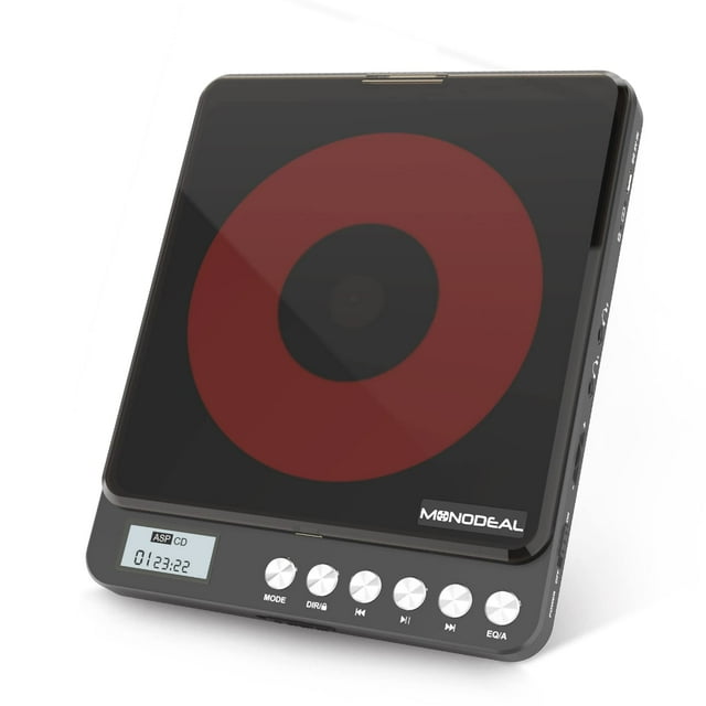 Reproductor de CD portátil MONODEAL recargable con altavoces negros