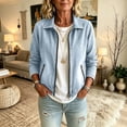 thumbnail image 2 of Edvintorg Denim Jacket for Women Fashion Long Sleeve Casual Loose Zip Up Jean Coat with Pockets Clothes for Women Light Blue L, 2 of 7