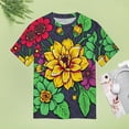 thumbnail image 5 of Flower Power T-Shirt O Neck Oversize T-Shirts Short Sleeve Classic Tees Women Summer Graphic Tops, 5 of 5