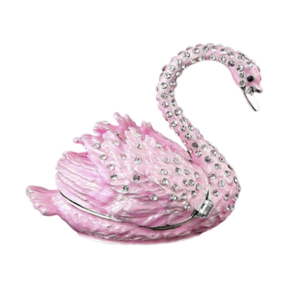 Dualoai Enamel Trinket Box s Holder Art Craft Hand Painted Ornament Decorative Table pink