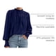 thumbnail image 4 of Blusa para Mujer PRETTYGARDEN Azul Marino Satén Manga Larga Talle Grande, 4 of 8