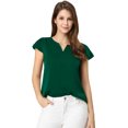 thumbnail image 2 of Camiseta Manga Tulipán Cuello En V Básico Allegra K Verde XL, 2 of 6