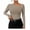 Beige, variant on OSOLU Solid Color Women Long Sleeve Slim Knit Tops With Asymmetrical Neckline Shirts Relaxed Fit Dailywear