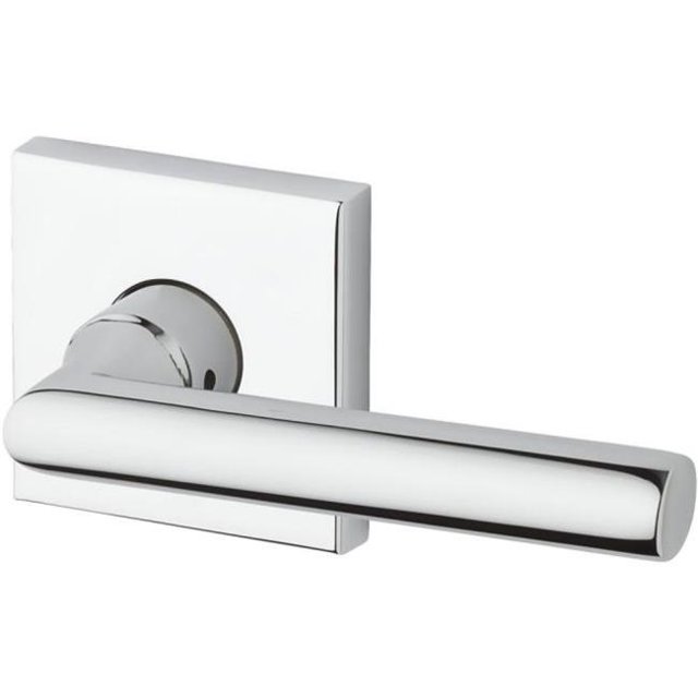 Baldwin EN.TUB.CSR.260 Entry Tube Lever & Contemporary Square Rose, Bright Chrome