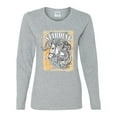 thumbnail image 2 of Wild Bobby Star Dust Horse Black and Yellow Distressed Vintage Women Graphic Long Sleeve Tee, Heather Grey, Small, 2 of 6