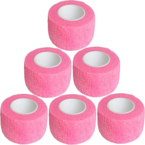QARUN 2026 New 6 Pack 1 Inches Cohesive Bandage Self Adhesive Wrap Elastic Self Adherent Vet Wrap Breathable Self Stick Tape for Wrist,Ankle,Sports,Tattoo Wrap (5 Yards,Pink)