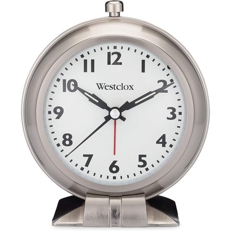 Big Ben Classic Alarm Clock – Silver Finish, 4.75W x 5.5H Analog Display, Battery-Powered, Glass Lens, Easy-Read Numbers, Traditional Beep Style Alarm, Vintage Look